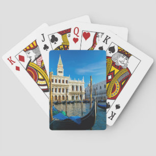Gondolas On Grand Canal Near Doge's Palace Playing Cards