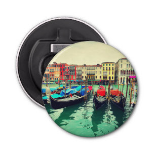 Gondolas On Grand Canal, Venice, Italy. Retro Bottle Opener