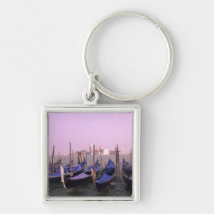 Gondolas ready for tourists in Venice Italy Key Ring