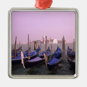 Gondolas ready for tourists in Venice Italy Metal Tree Decoration
