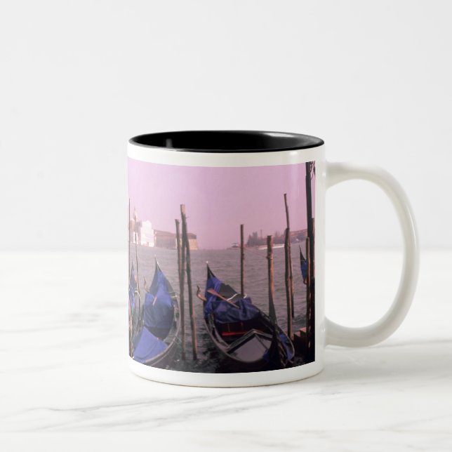 Gondolas ready for tourists in Venice Italy Two-Tone Coffee Mug (Right)