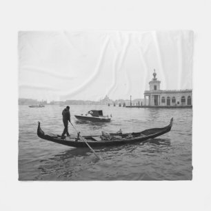 Gondolier Venice Italy black and white landscape P Fleece Blanket