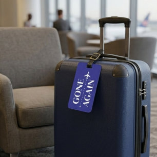 Gone Again Navy Blue Minimalist Aeroplane Travel Luggage Tag