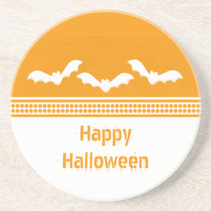 Gone Batty Halloween Coaster, Orange & White Coaster
