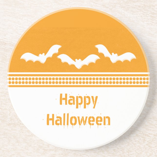 Gone Batty Halloween Coaster, Orange & White Coaster (Front)