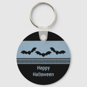 Gone Batty Halloween Keychain, Light Blue Key Ring