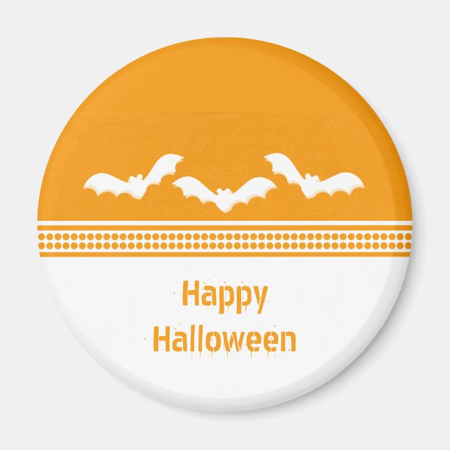 Gone Batty Halloween Magnet, Orange & White Magnet (Front)