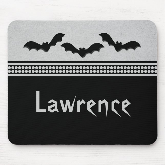 Gone Batty Halloween Mousepad, Light Gray Mouse Mat (Front)