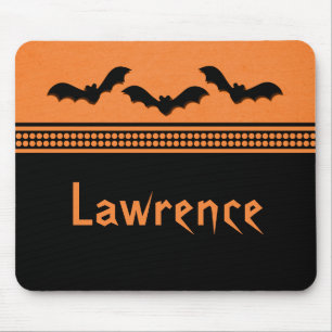 Gone Batty Halloween Mousepad, Orange Mouse Mat