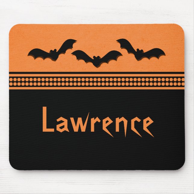 Gone Batty Halloween Mousepad, Orange Mouse Mat (Front)