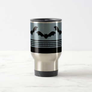 Gone Batty Halloween Mug, Light Blue Travel Mug