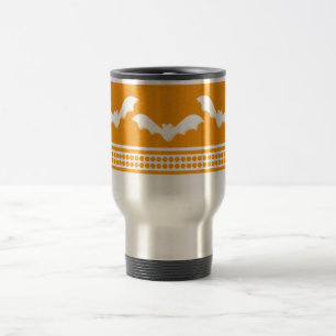 Gone Batty Halloween Mug, Orange and White Travel Mug