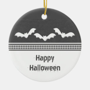 Gone Batty Halloween Ornament, Dark Grey Ceramic Tree Decoration