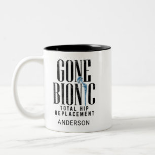 Gone Bionic Hip Replacement Celebration Two-Tone Coffee Mug