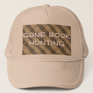 Gone Book Hunting Quote Brown Plaid Trucker Hat
