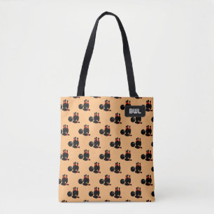 Gone Bowling with Ball and Ninepins motif, custom Tote Bag