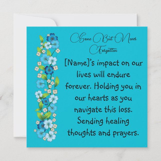 Gone But Never Forgotten Condolences Card (Front)