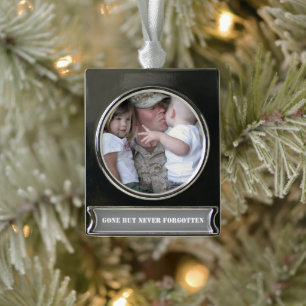 Gone But Never Forgotten Silver Plated Banner Ornament