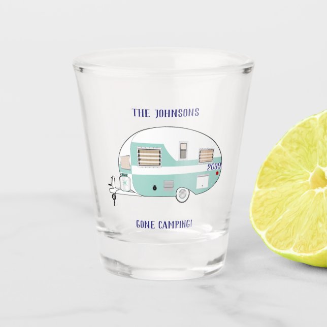 Gone Camping RV Trailer Camper Shot Glass (Front)