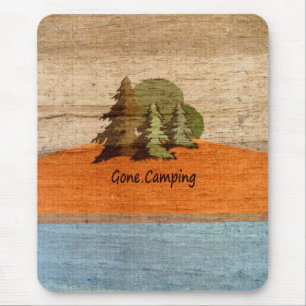 Gone Camping Wood Look Nature Lovers Mouse Mat