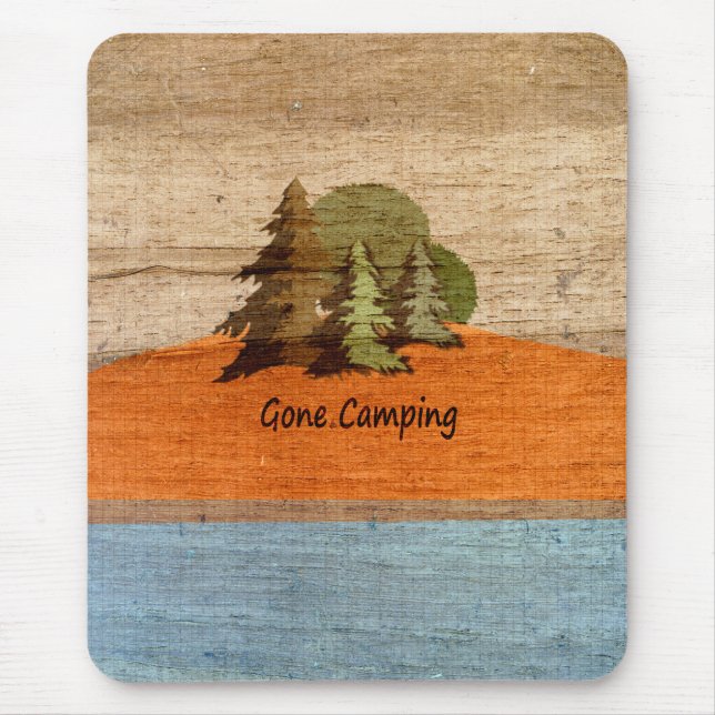 Gone Camping Wood Look Nature Lovers Mouse Mat (Front)