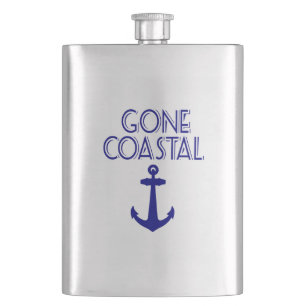 Gone Coastal Navy Blue Anchor Hip Flask