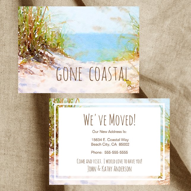Gone Coastal Watercolor Beach New Home Moving Announcement (Creator Uploaded)