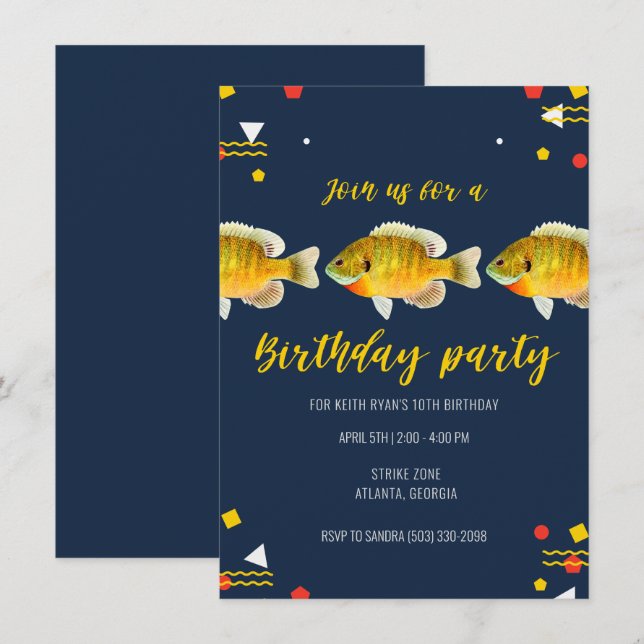 Gone Fishin' Boys Fishing Theme Brithday Party  Invitation (Front/Back)