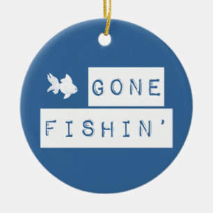 Gone Fishin' (custom colours) Ceramic Tree Decoration