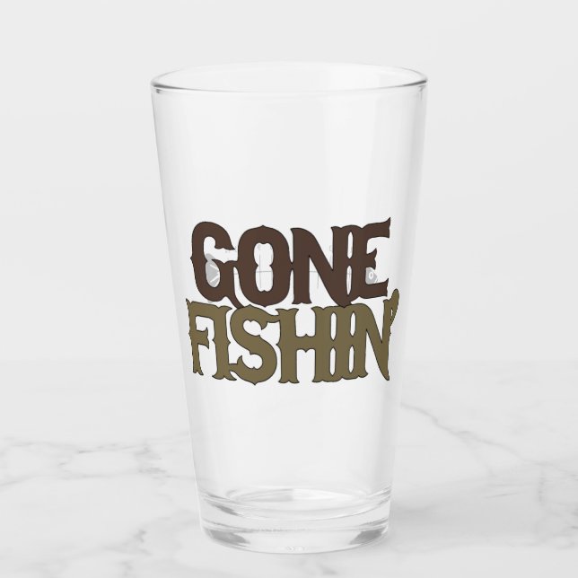 GONE FISHIN' GLASS WITH FISHER MEASURING RULER (Front)