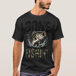 Gone Fishin Large Mouth Bass Jumping Out of Water T-Shirt