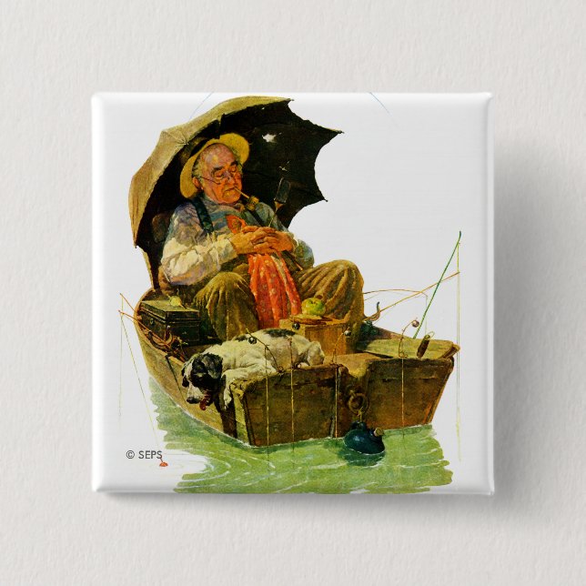 Gone Fishing 15 Cm Square Badge (Front)