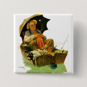 Gone Fishing 15 Cm Square Badge