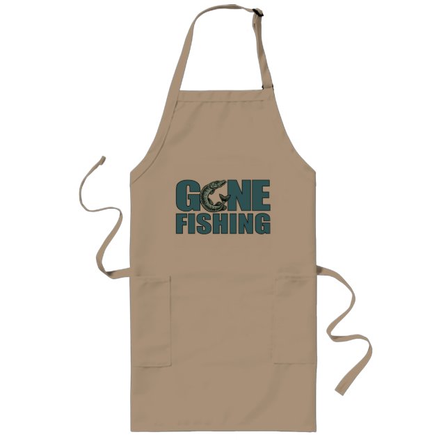 GONE FISHING apron - choose style & color (Front)