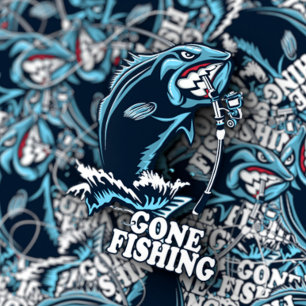 Gone Fishing Bass Blue Sticker Die-Cut Sticker