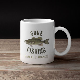 Gone Fishing Bass Fish Modern Fisherman Coffee Mug