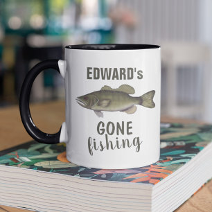 Gone Fishing Bass Fish Modern Fisherman Cute Mug
