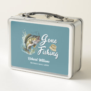 Gone Fishing Big Fish Retired Fisherman Gift Metal Lunch Box