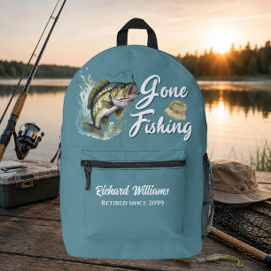 Gone Fishing Big Fish Retired Fisherman Gift Printed Backpack