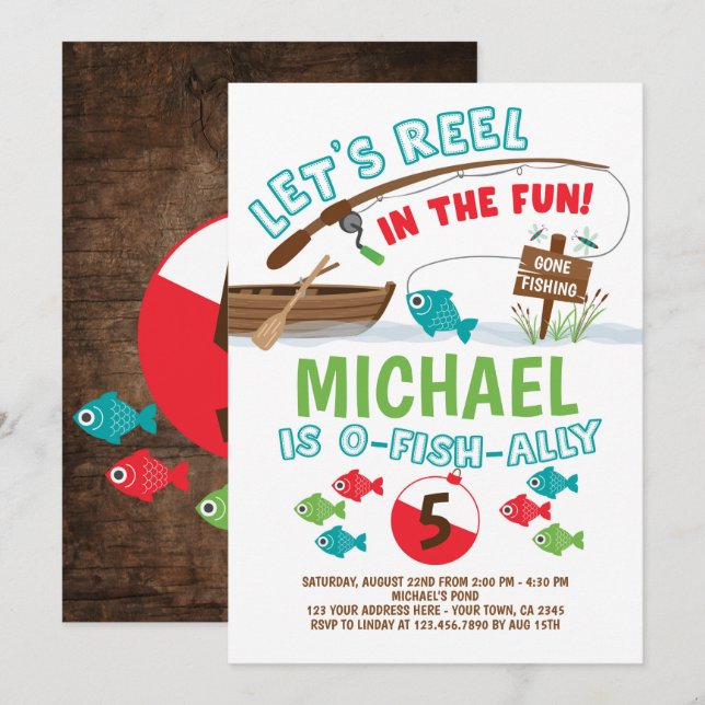 Gone Fishing Birthday Invitation (Front/Back)