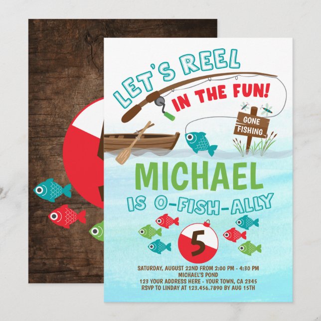 Gone Fishing Birthday Invitation (Front/Back)