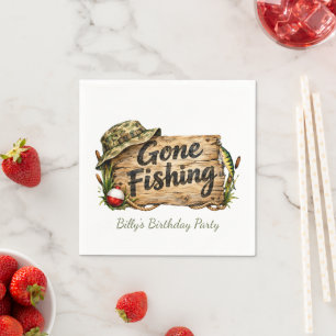 Gone Fishing Birthday Party Napkin
