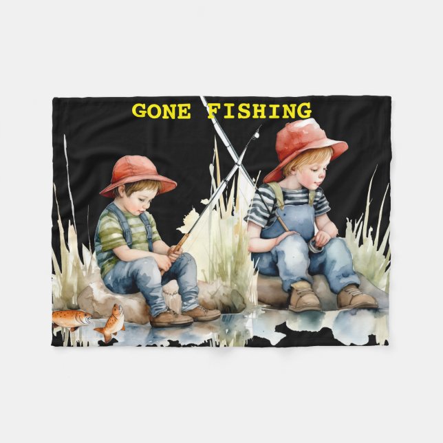 "GONE FISHING" BLANKET FOR KIDS (Front (Horizontal))