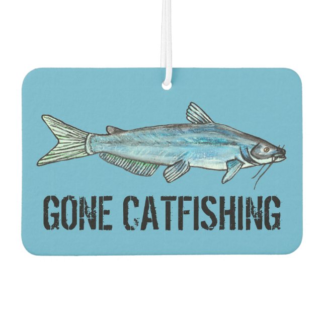 Gone Fishing Blue Catfish Car Air Freshener (Front)