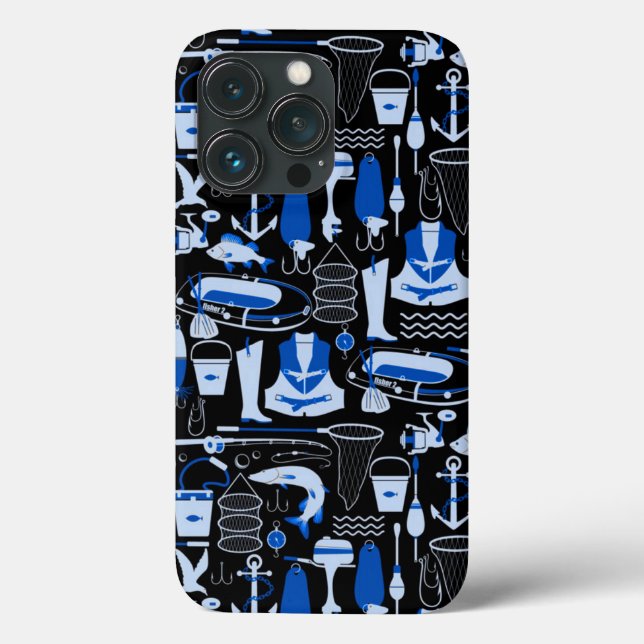 Gone Fishing Blue Pattern  Case-Mate iPhone Case (Back)