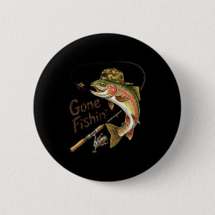 Gone Fishing Camouflage Trout Fish Vintage Fishing 6 Cm Round Badge