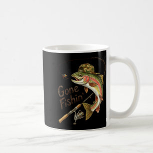 Gone Fishing Camouflage Trout Fish Vintage Fishing Coffee Mug