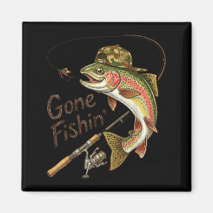 Gone Fishing Camouflage Trout Fish Vintage Fishing Magnet