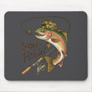 Gone Fishing Camouflage Trout Fish Vintage Fishing Mouse Mat