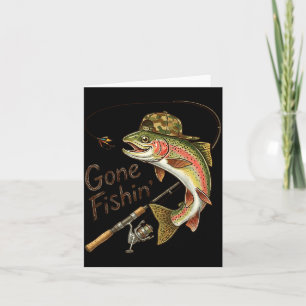 Gone Fishing Camouflage Trout Fish Vintage Fishing Thank You Card